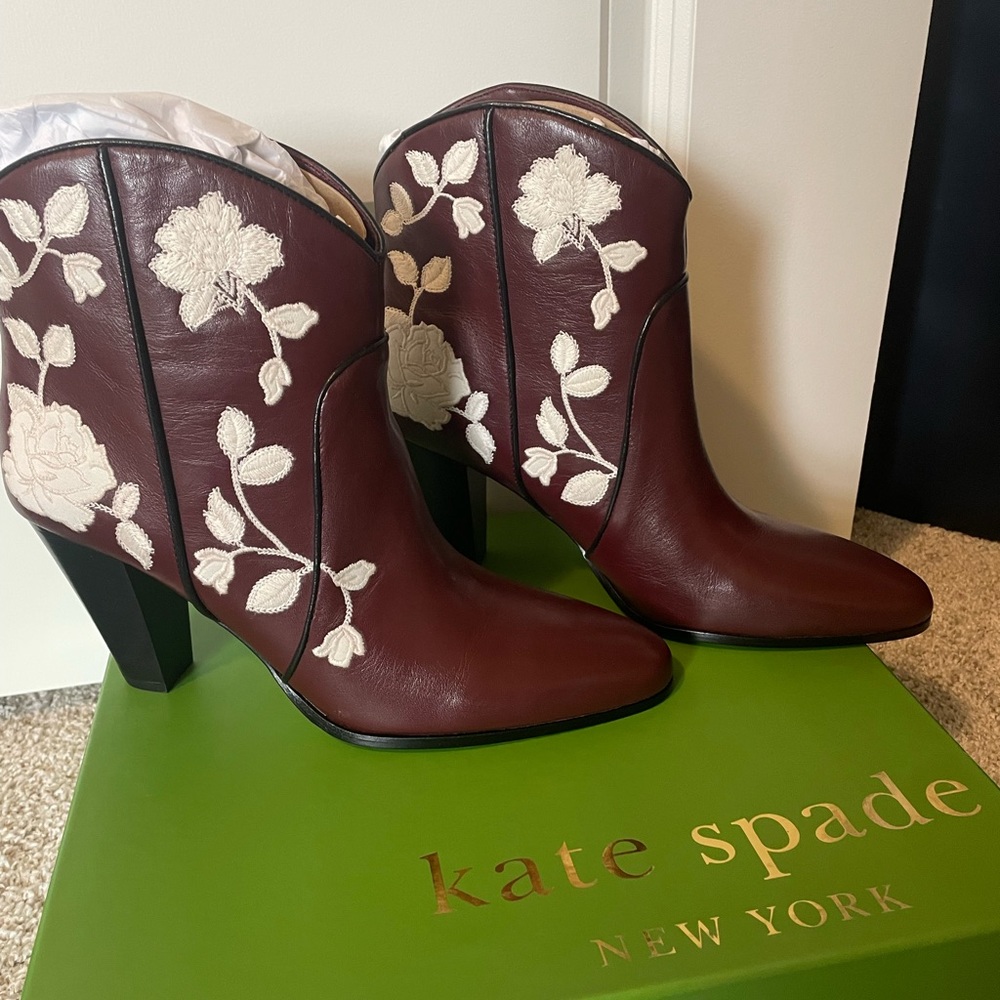 KATE SPADE NWOT womens dalton ankle boot burgundy 9.5 - Picture 7 of 10